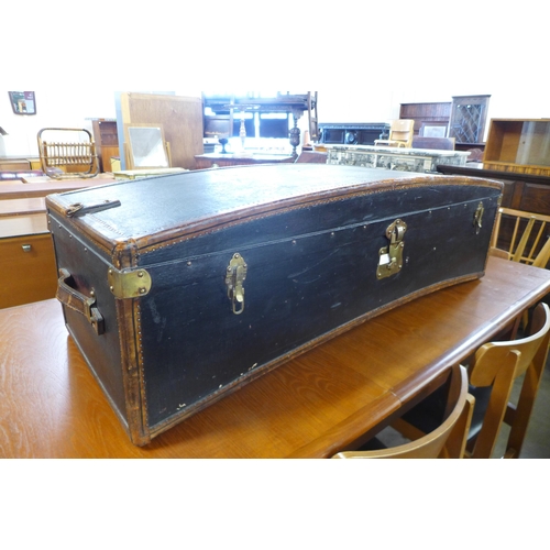 37 - A Victorian leather bound coaching trunk