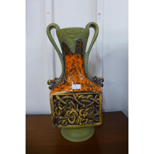 45 - A large West German orange and green glazed porcelain vase