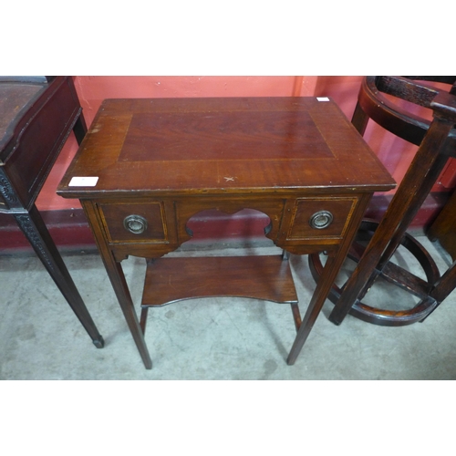 8 - A small Edward VII inlaid mahogany two drawer side table