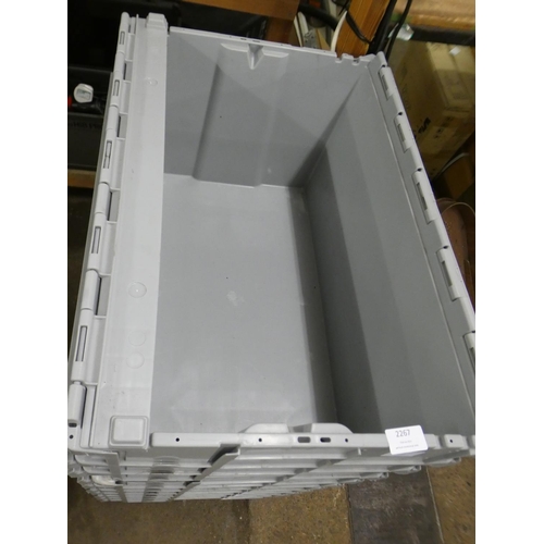 2355 - 10 Grey stackable storage boxes