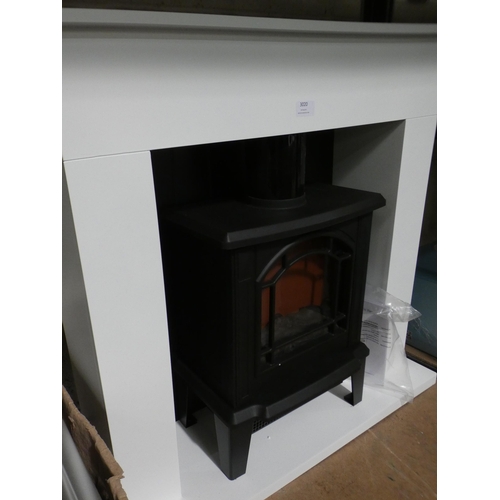 3020 - White primed electric fireplace * This lot is subject to VAT