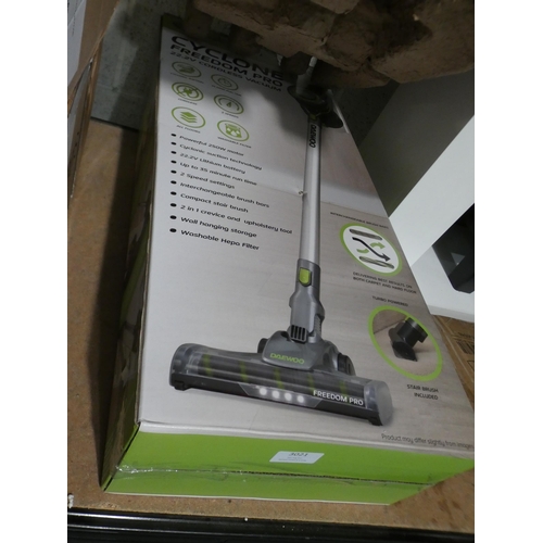 3021 - Daewood cyclone Freedom Pro 22.2v cordless vacuum * This lot is subject to VAT