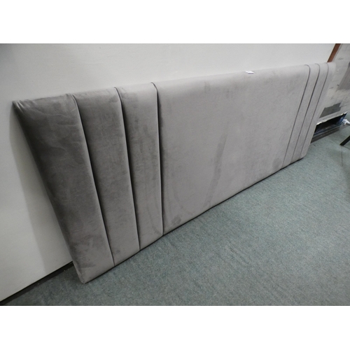 3046 - Grey velvet superking divan bed base with headboard * This lot is subject to VAT