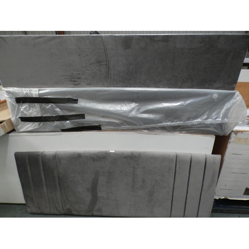 3046 - Grey velvet superking divan bed base with headboard * This lot is subject to VAT