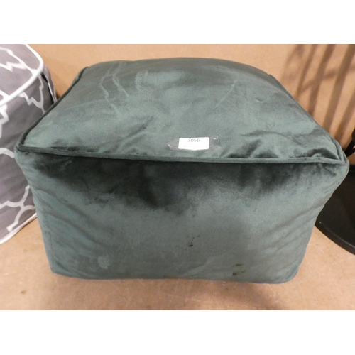 3056 - Green velvet footstool (approx. 40cm x 40cm) * This lot is subject to VAT