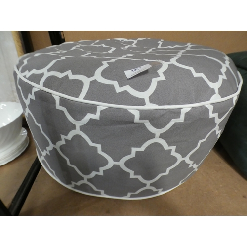 3057 - Grey and white patterned circular footstool (50cm diameter approx.) * This lot is subject to VAT