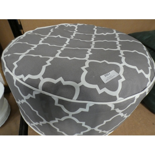 3057 - Grey and white patterned circular footstool (50cm diameter approx.) * This lot is subject to VAT