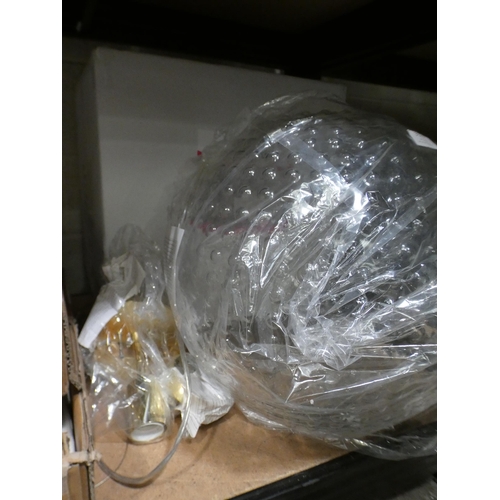 3121 - Rabalux Victoria glass pebbled dome pendant light * This lot is subject to VAT