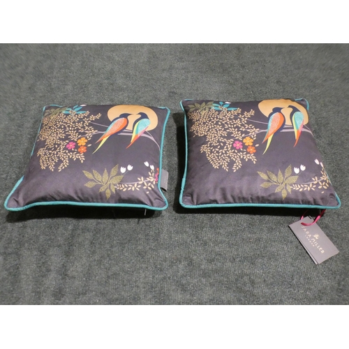 3134a - Pair of dark grey Sara Miller 'Enchanted World' velvet cushions * This lot is subject to VAT