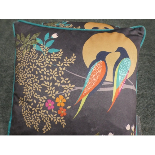 3134a - Pair of dark grey Sara Miller 'Enchanted World' velvet cushions * This lot is subject to VAT