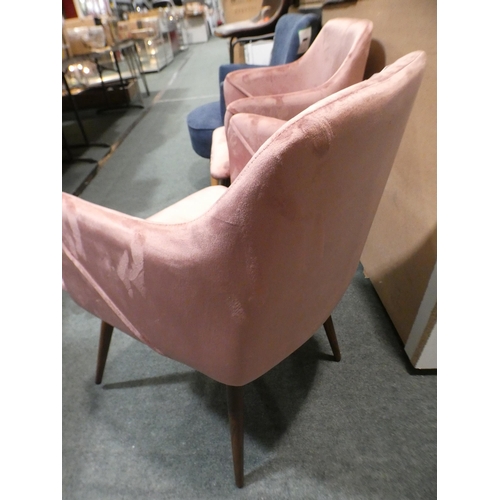 3155 - Pair of pink velvet low-back armchairs * This lot is subject to VAT