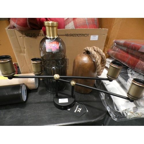 3187 - 4-Arm ceiling light, glass table lamp and wooden doorstop * This lot is subject to VAT