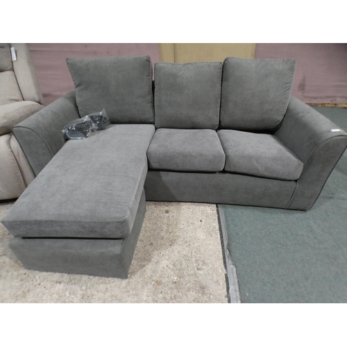 3196 - Grey three-seater sofa with footrest * This lot is subject to VAT