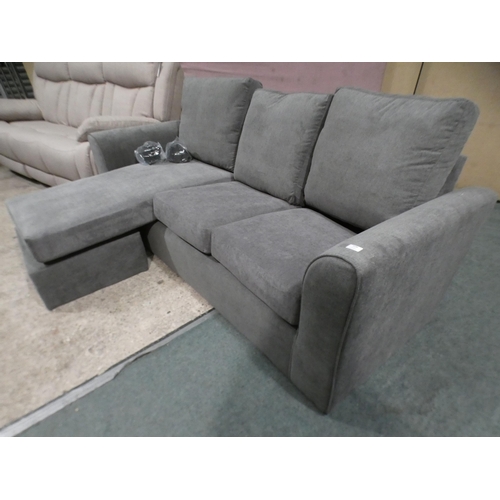 3196 - Grey three-seater sofa with footrest * This lot is subject to VAT