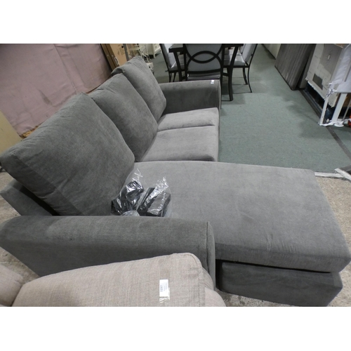 3196 - Grey three-seater sofa with footrest * This lot is subject to VAT