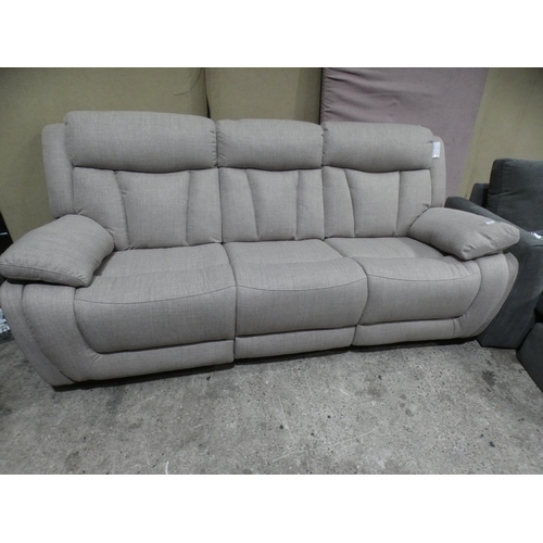 3197 - Three seater beige reclining sofa * This lot is subject to VAT