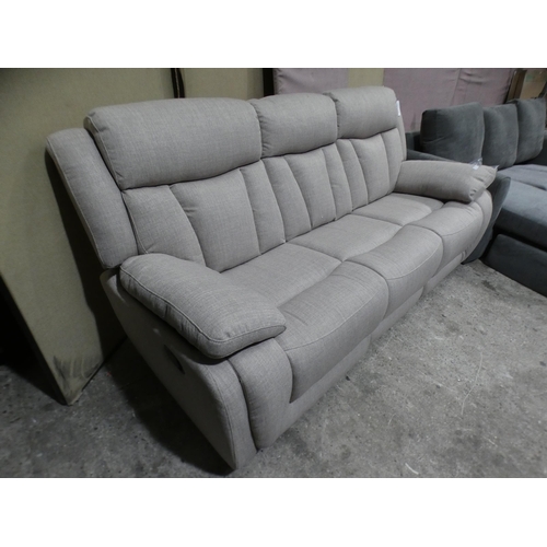 3197 - Three seater beige reclining sofa * This lot is subject to VAT