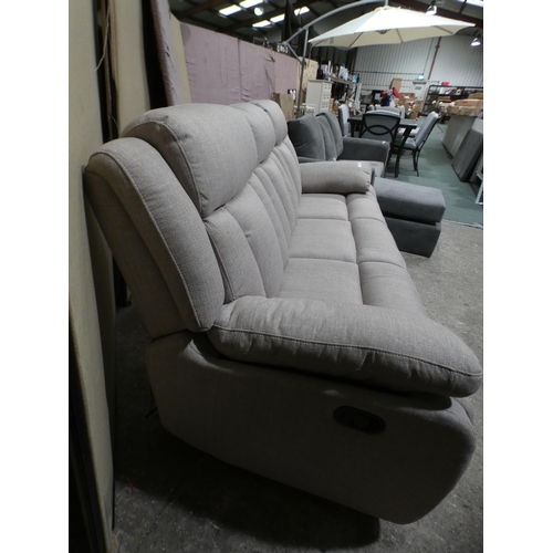 3197 - Three seater beige reclining sofa * This lot is subject to VAT