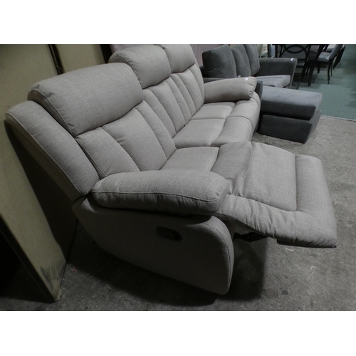 3197 - Three seater beige reclining sofa * This lot is subject to VAT