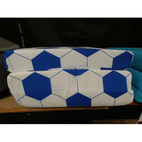 3256 - Blue and white football print fold-out day bed * This lot is subject to VAT