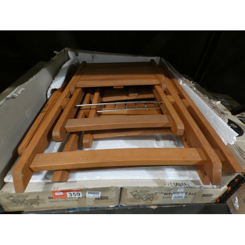 3287 - Three piece wooden garden bistro set (2 chairs and table) * This lot is subject to VAT