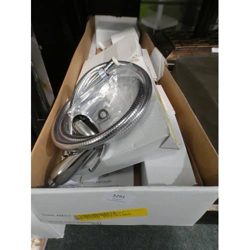 3291 - White and chrome dual round shower-head kit * This lot is subject to VAT