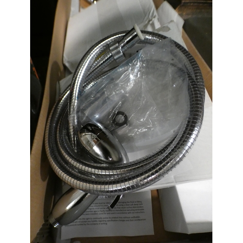 3291 - White and chrome dual round shower-head kit * This lot is subject to VAT