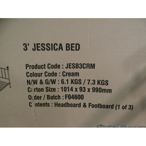 3296 - 3ft Cream 'Jessica' bed - 2 part boxes - both 1 of 3 * This lot is subject to VAT