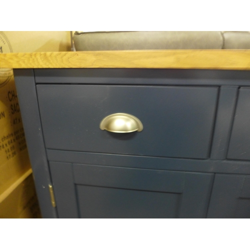 1529 - A Rutland blue painted oak 2 door small sideboard, repaired to front (RA-STS-B)  *This lot is subjec... 