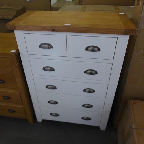 1608 - A Hampshire white painted oak two over four drawer chest, Damaged *This lot is subject to VAT