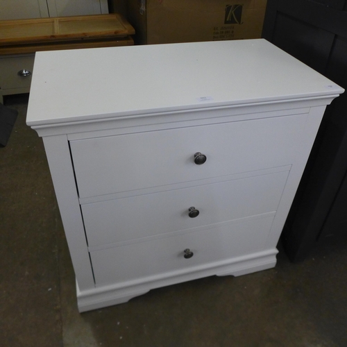 1611 - A Florence grey painted three drawer chest, Cracked joint and marks (SW-3DC-G)  *This lot is subject... 