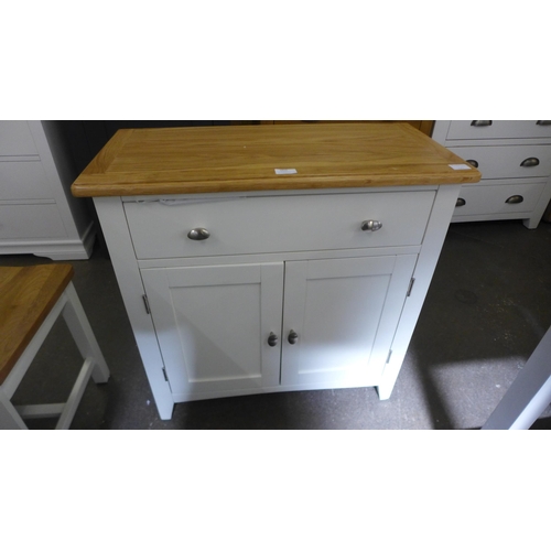 1619 - A Gloucester white painted oak mini two door sideboard Warped left door (GA-SMS-W)  *This lot is sub... 