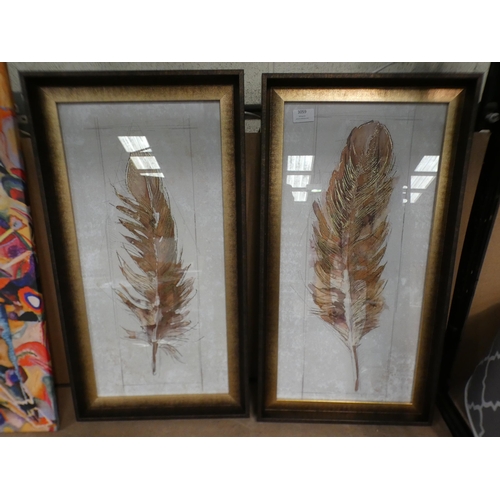 3059 - Two framed feather prints (67.5cm x 37.5cm) * This lot is subject to VAT