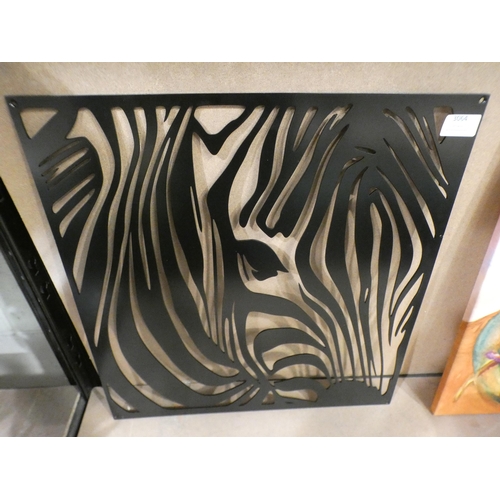 3064 - Zebra black metal wall art * This lot is subject to VAT