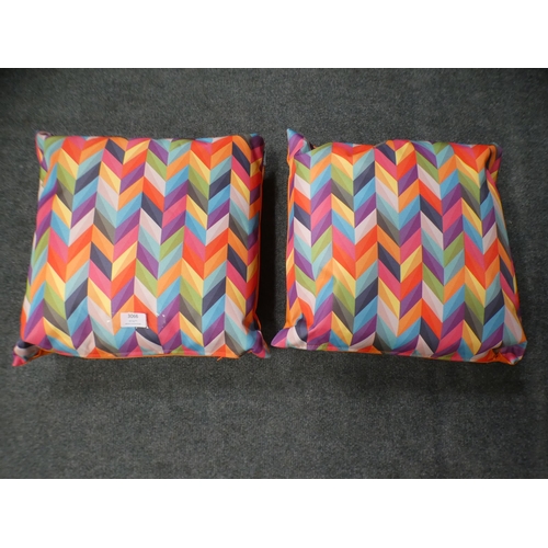 3066 - Pair of multi-coloured chevron patterned outdoor cushions * This lot is subject to VAT