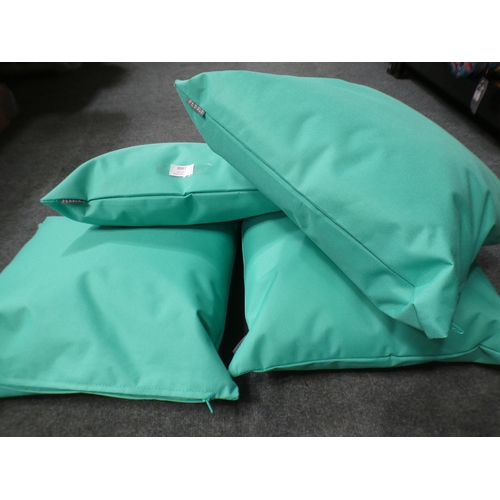 3067 - Four mint green outdoor cushions * This lot is subject to VAT