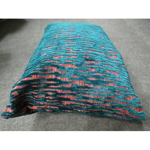 3069 - Blue and pink textured cushion and a palm leaf patterned outdoor cushion * This lot is subject to VA... 