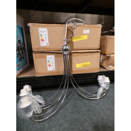 3072 - Two Boller 5-light shaded chandeliers * This lot is subject to VAT