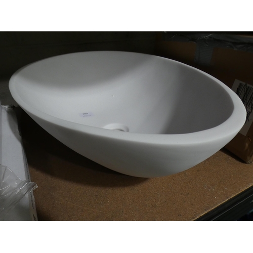 3081 - White resin oval basin * This lot is subject to VAT