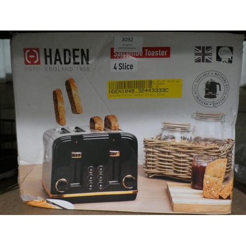 3092 - Haden Salcombe black and copper four slice toaster * This lot is subject to VAT