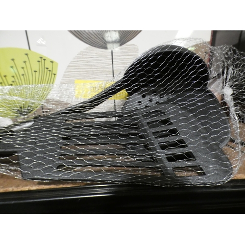 3093 - Drying rack, Royal Ford 5-piece nylon tool set, Dandelion Clocks placemats and two boxes of small pr... 