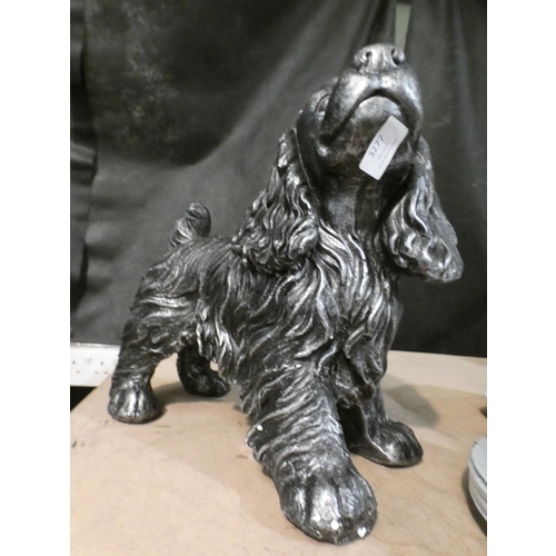 3277 - Novelty black and silver statue of a spaniel * This lot is subject to VAT