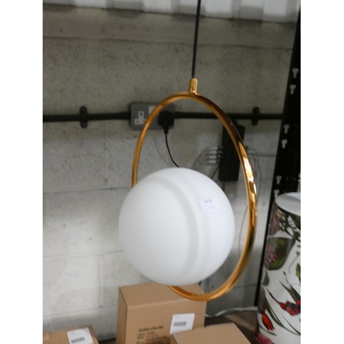 3028 - Nordic golden circle glass ball pendant light * This lot is subject to VAT