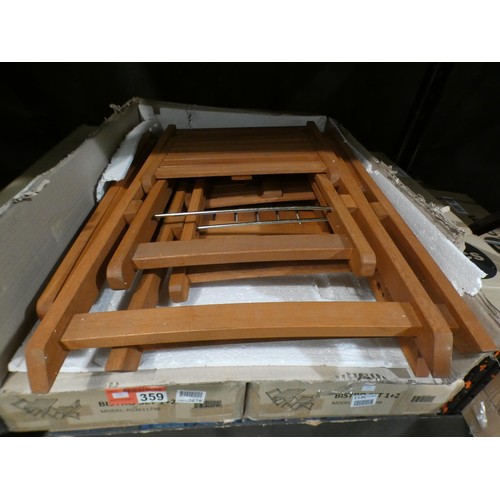 3286 - Three piece wooden garden bistro set (2 chairs and table) * This lot is subject to VAT