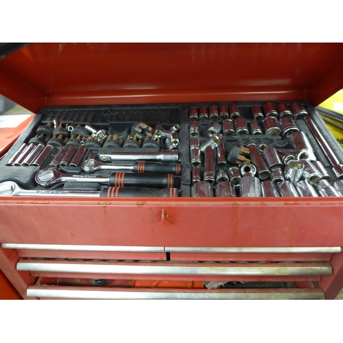 2345 - Clarke tool tin/drawers with qty. of tools inc. large socket set