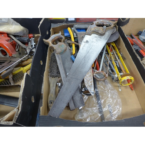 2352 - Qty. of hand tools inc. saws, spanners, clamps etc.