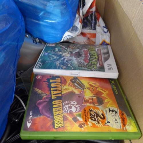 2079 - XBox 360 & games plus misc wires & consoles