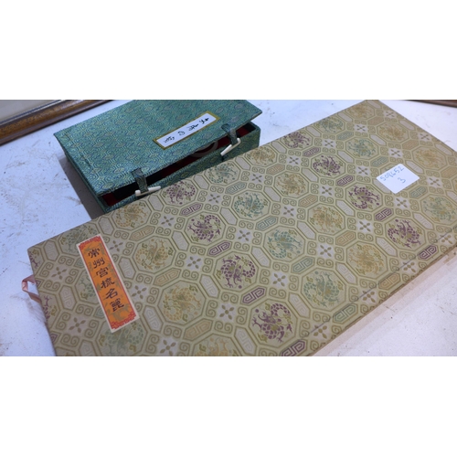 2097 - Box of vintage sewing & darning items in original wraps  and a Mappin & Webb handbag and glove set