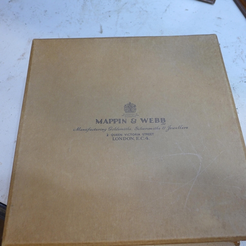 2097 - Box of vintage sewing & darning items in original wraps  and a Mappin & Webb handbag and glove set