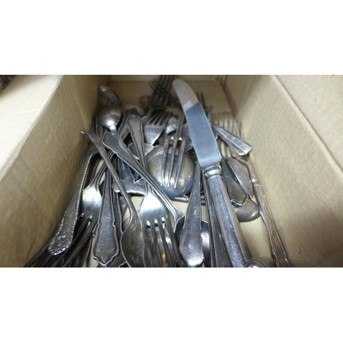 2104 - Approx. 30 pieces of silver plated cutlery